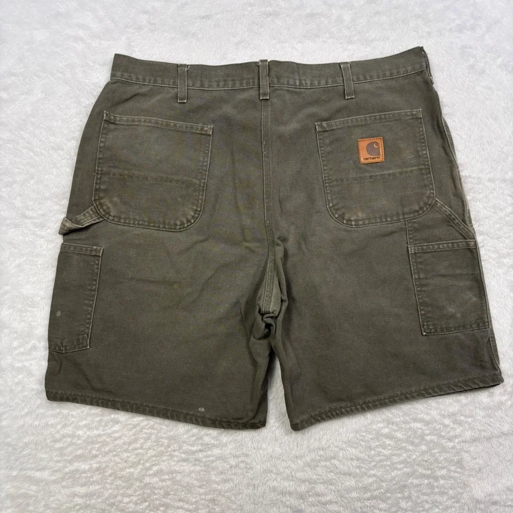 VTG Y2K Carhartt B25 MOS Carpenter Shorts Mens 40 Moss Green Duck Canvas Work